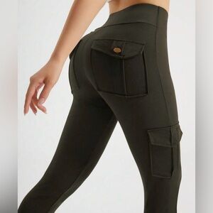 Olive High-Waisted Cargo Leggings